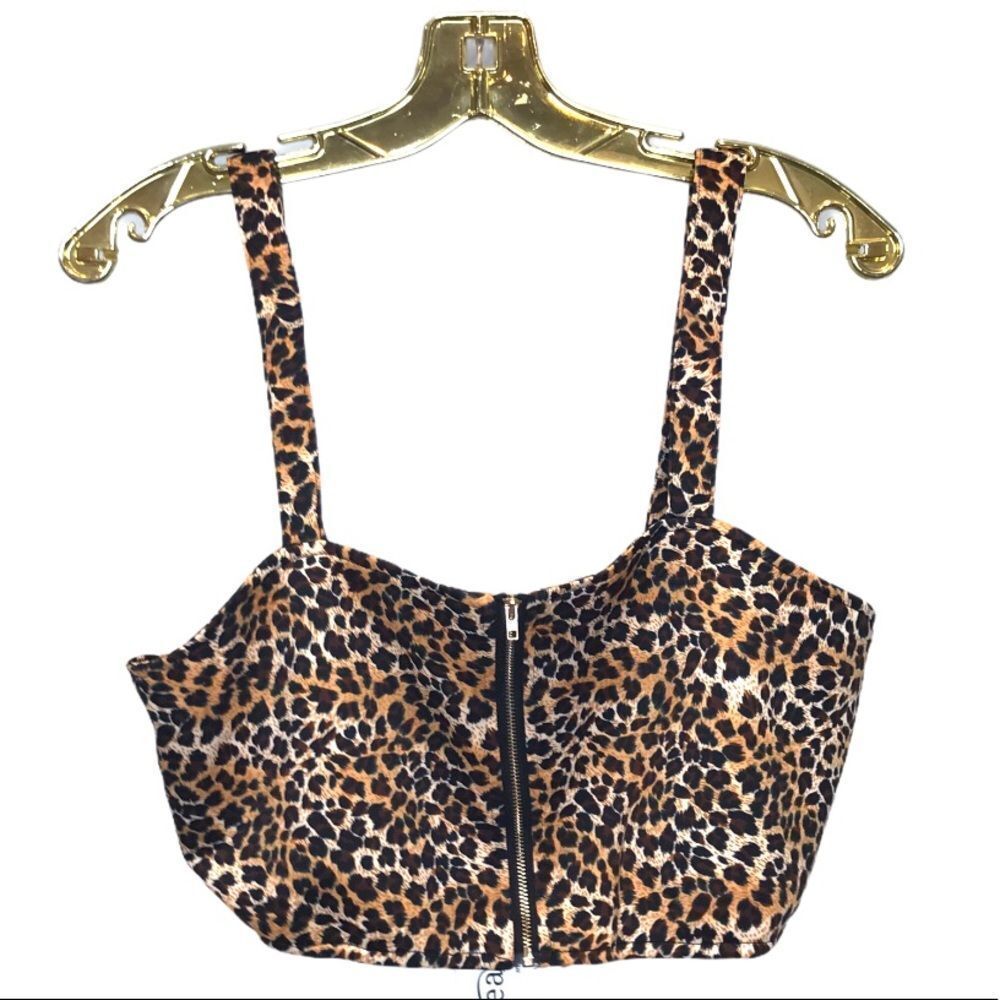 🆕  Leopard Print Zip-Up Bustier Plus sz XL